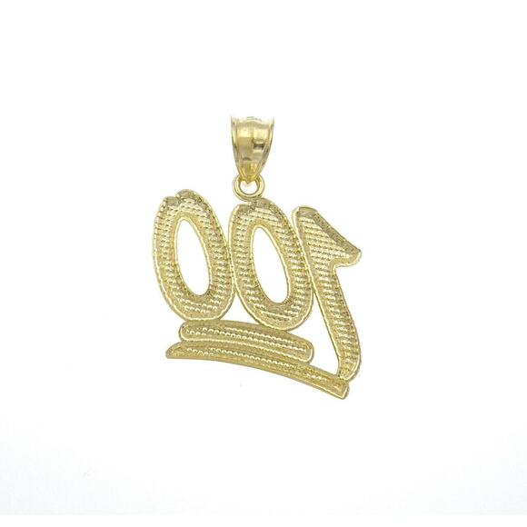 Hundred 100 Emoji Pendant 10k Yellow Gold Diamond Cut Charm 1.7 inch - Picture 2 of 2